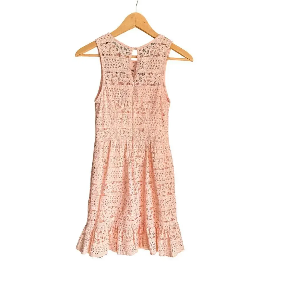 Disney Princess Girl's Pink Floral Lace Ruffle Sleeveless A-Line Dress Size S